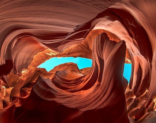 Lower Antelope Canyon's swirling sandstone formations, Arizona.