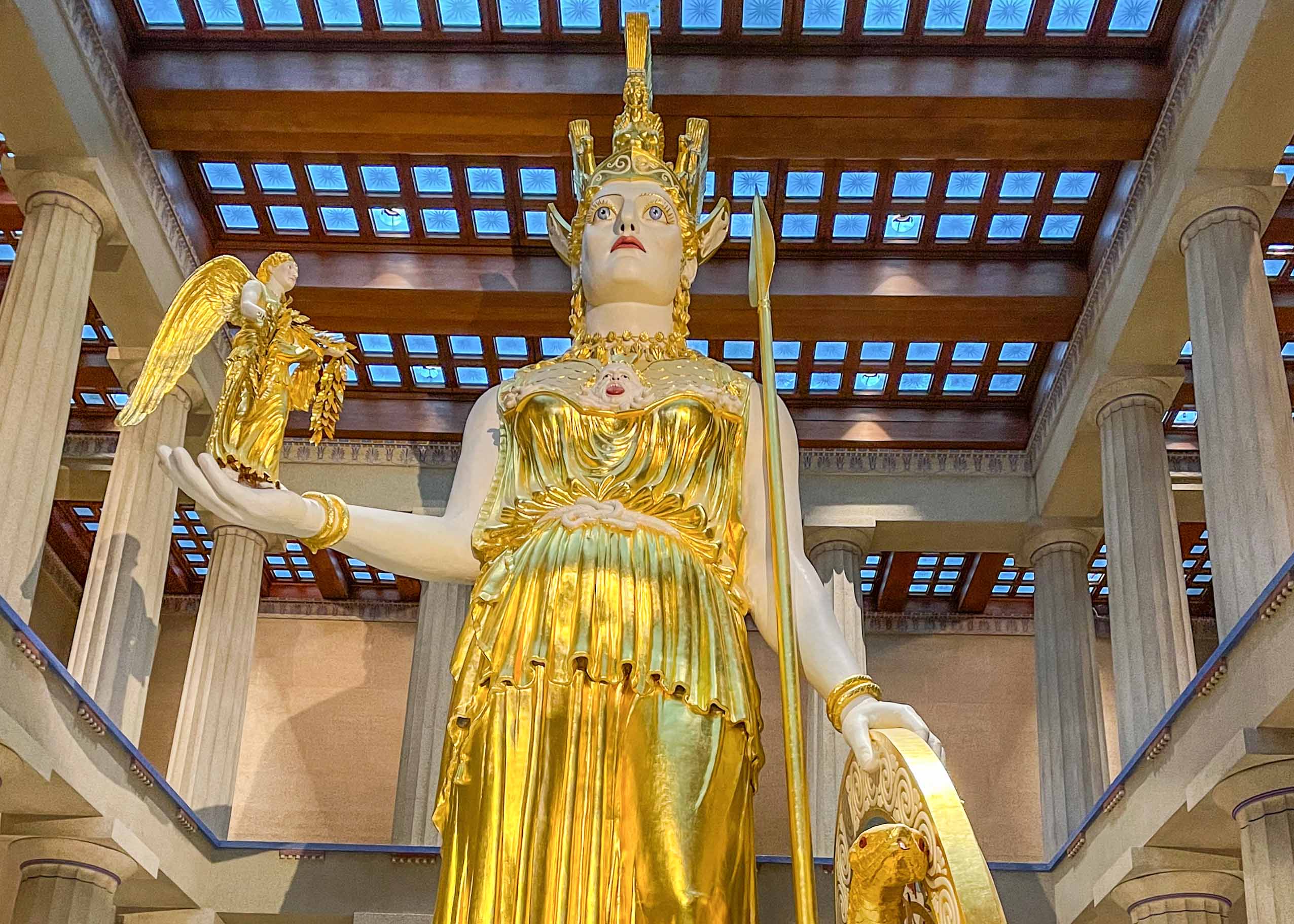 Gold and ivory statue of Athena inside Parthenon