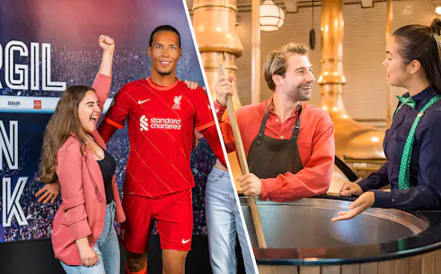 Madame Tussauds Amsterdam wax figure and Heineken Experience brewing demonstration.