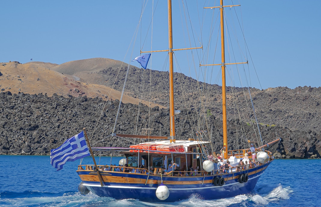 Santorini Volcanic Islands Cruise with Hot Springs Visit & Optional Sunset Tour