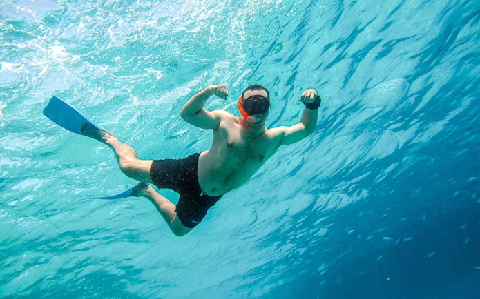 Snorkeler underwater at Giftun Island, Hurghada.