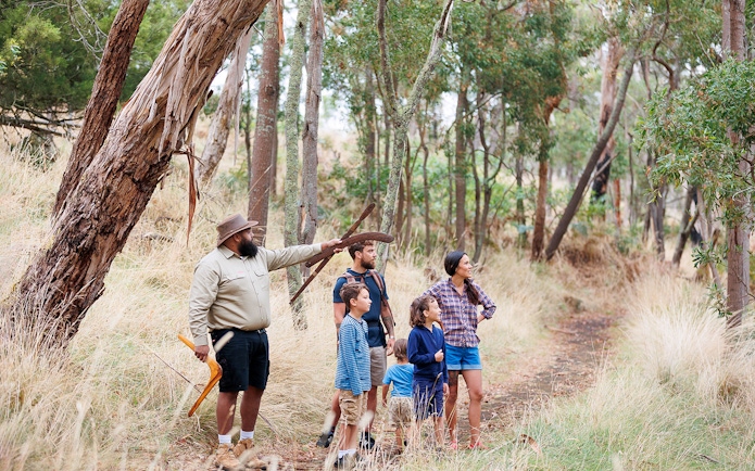 Guide leading a group through Tungatt Mirring forest on Stone Country Half Day Tour.