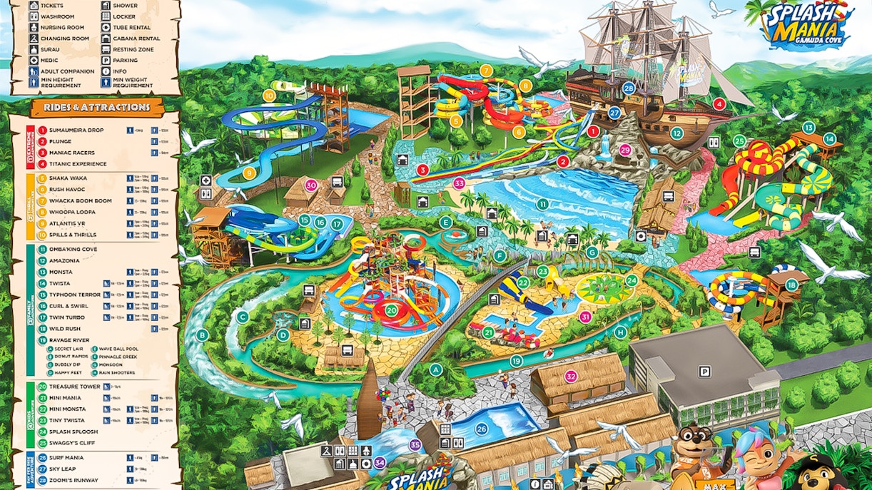 Map of Splash Mania, Gamuda Cove.