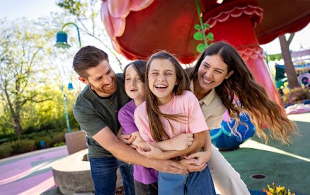 Family enjoying a day at Universal Kids Resort, Texas.