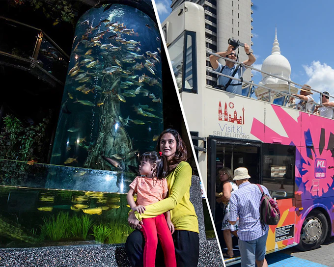 Combo: Aquaria KLCC Tickets + Kuala Lumpur Hop-On Hop-Off Bus Tour