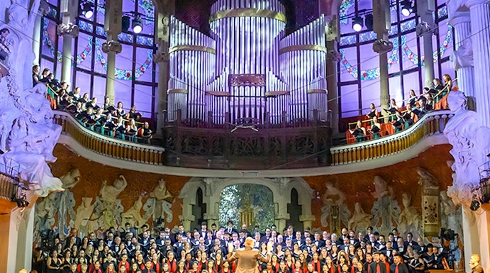 Choir performing at Palau de la Música Catalana, Barcelona.