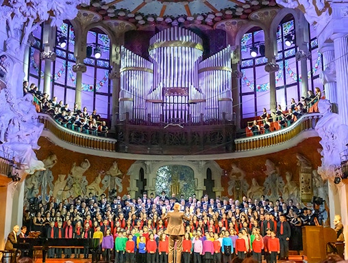 Choir performing at Palau de la Música Catalana, Barcelona.