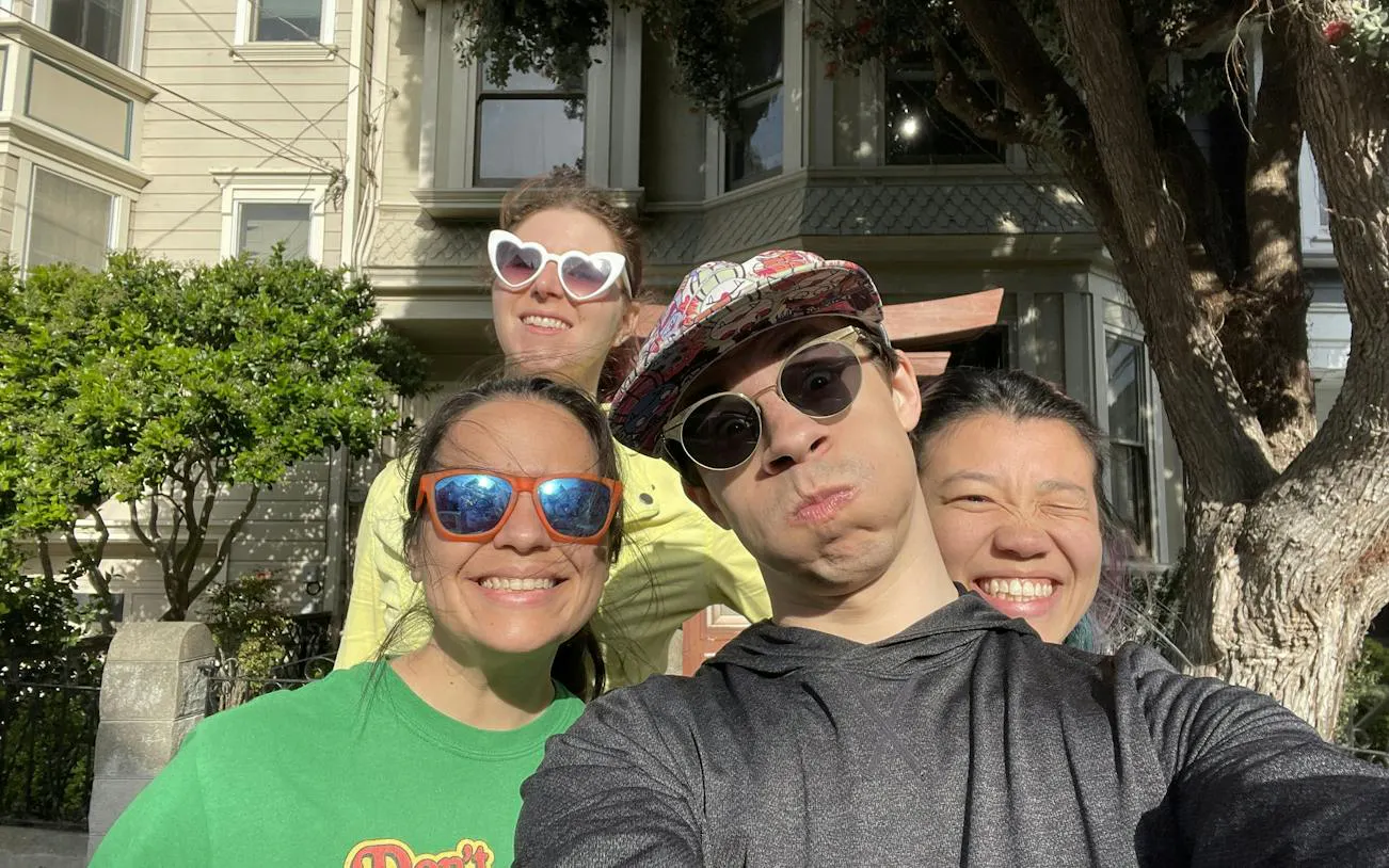 Group of friends enjoying the Castro Search for Love self-guided game in San Francisco.