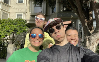 Group of friends enjoying the Castro Search for Love self-guided game in San Francisco.