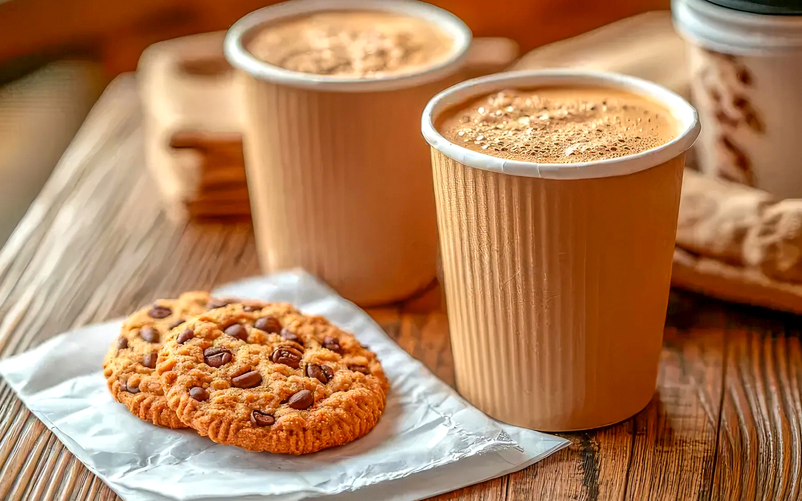 Choco cookies and coffee served during Northern Lights Chase Tour.