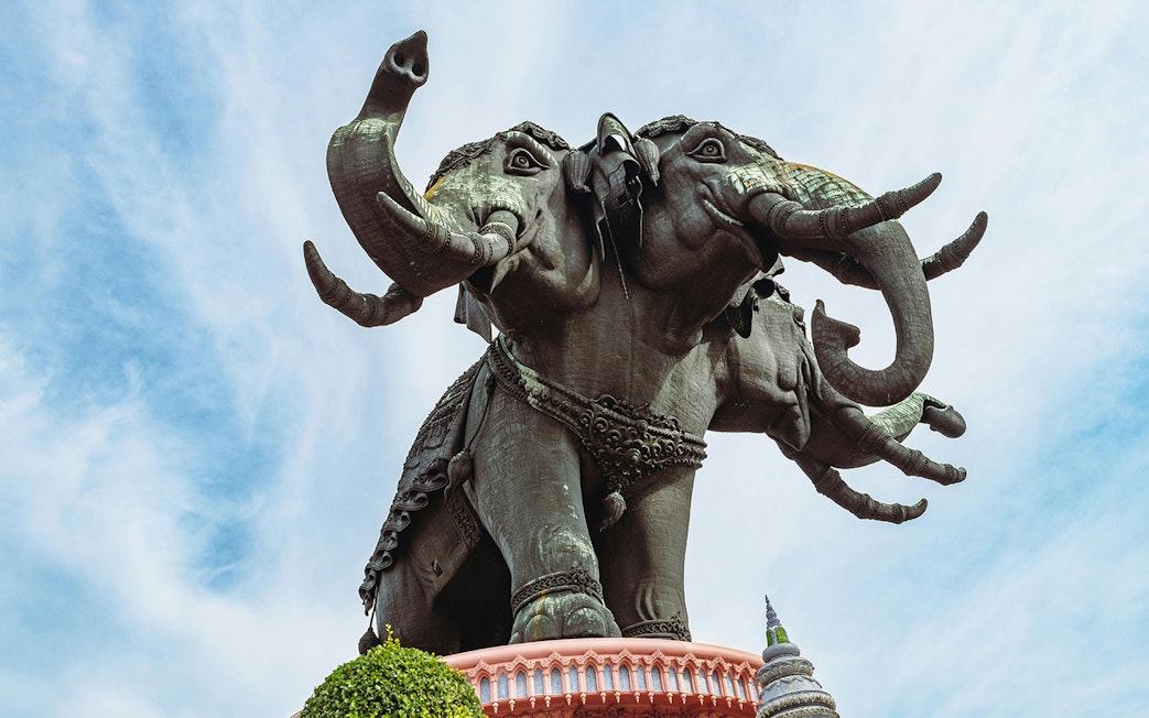 Three-headed elephant statue at Erawan Museum, Samut Prakan, Thailand.