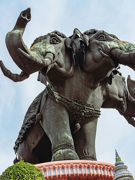 Three-headed elephant statue at Erawan Museum, Samut Prakan, Thailand.