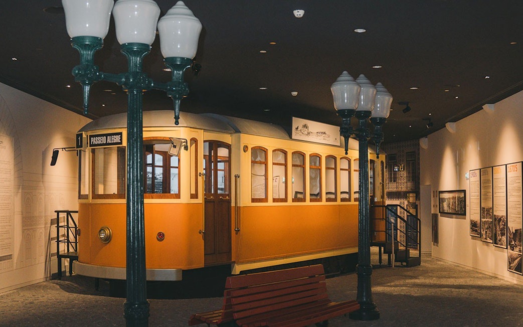 Historic tram exhibit at Porto museum, showcasing Porto Region Across The Ages Experience.