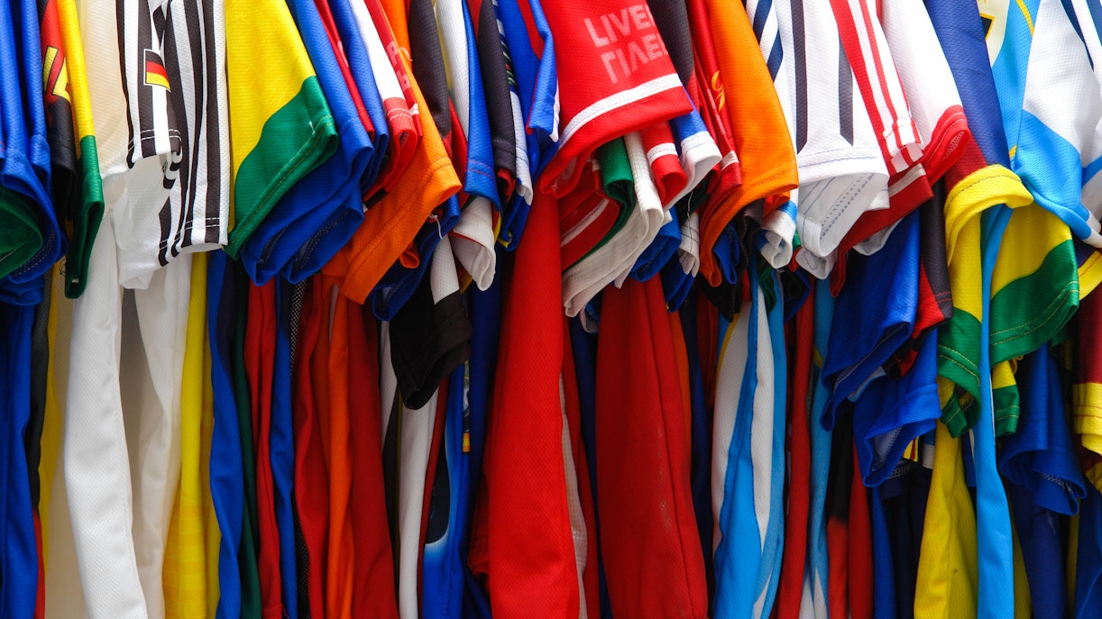 A row of jersey's for sale