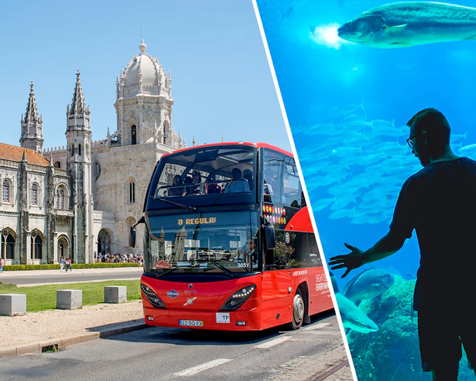 Combo: Lisbon Hop-on Hop-off Bus Tour + Lisbon Oceanarium Skip-the-Line Tickets