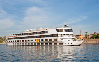 Cruise ship sailing on the Nile River in Egypt.