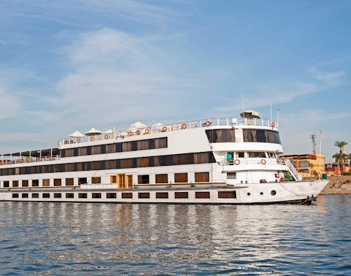 Cruise ship sailing on the Nile River in Egypt.