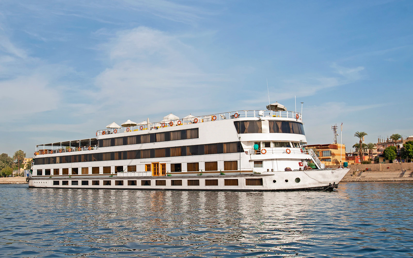 Cruise ship sailing on the Nile River in Egypt.