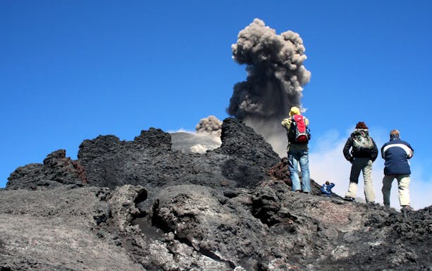Mount Etna trek with cable car ride in Catania, Sicily, showcasing volcanic landscape.