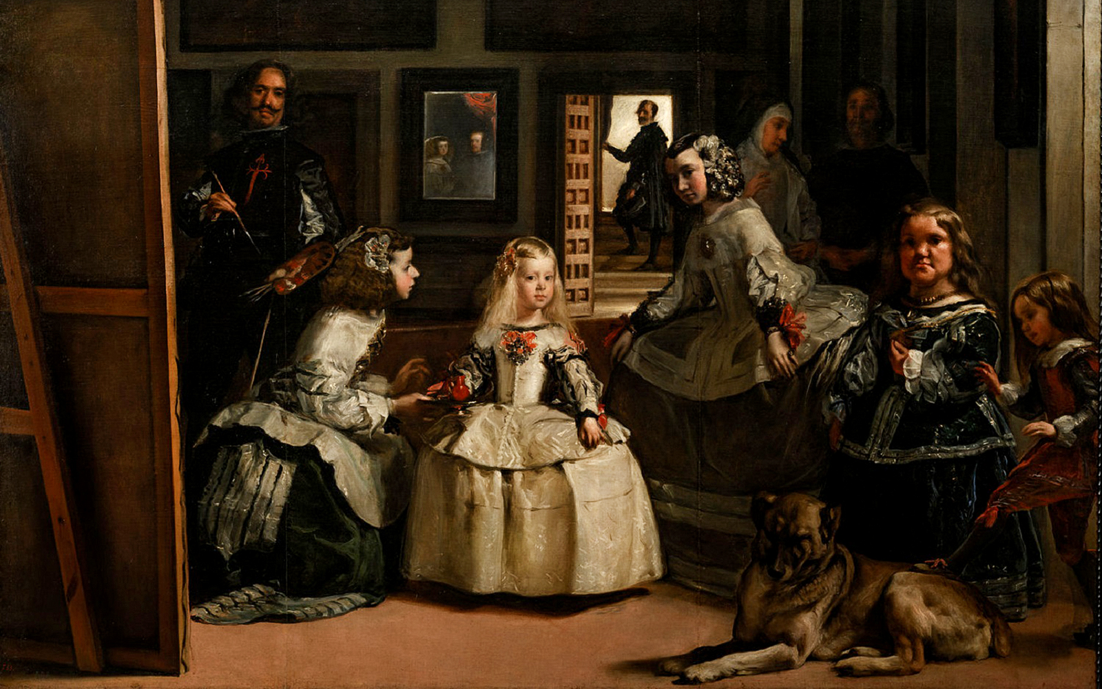 Las Meninas painting at Prado Museum, featuring a young girl surrounded by attendants.