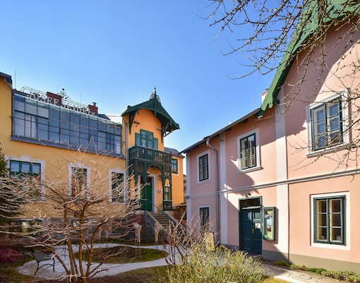 Historic Museum Fotoatelier Seidel interior with vintage photography equipment in Český Krumlov.