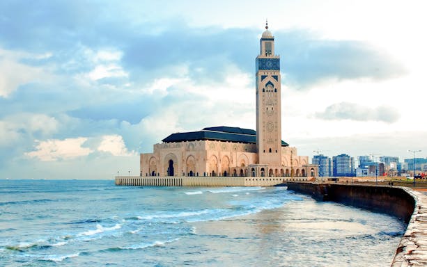 Hassan II Mosque by the ocean in Casablanca, Morocco.