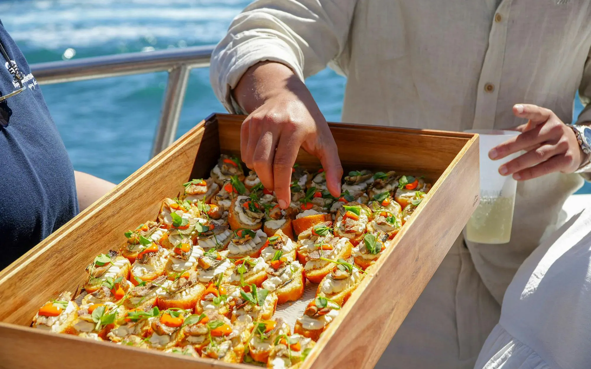 Brunch appetizers served on a cruise from Lagos to Ponta da Piedade.