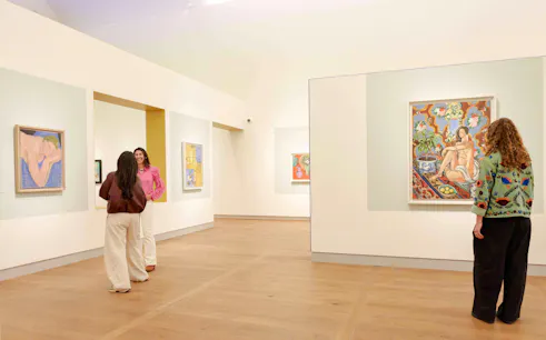 Visitors viewing Matisse paintings at Chez Matisse exhibition, Amsterdam.