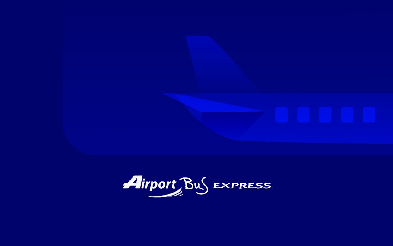 Airport Bus Express logo with airplane graphic for London Stansted to Stratford route.