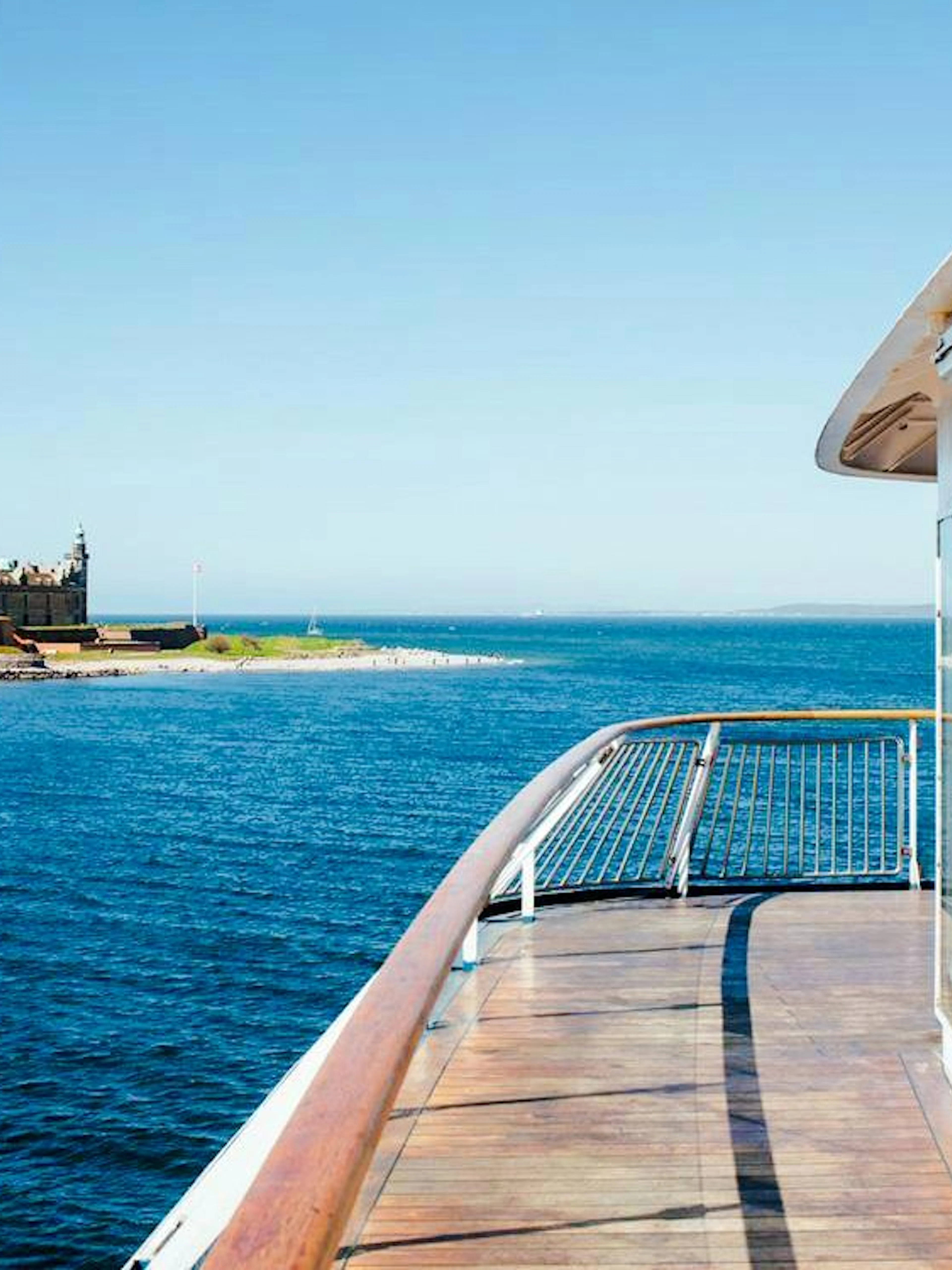 View of Hamlet's Castle from a cruise ship deck in Denmark.