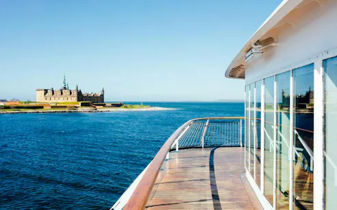 View of Hamlet's Castle from a cruise ship deck in Denmark.