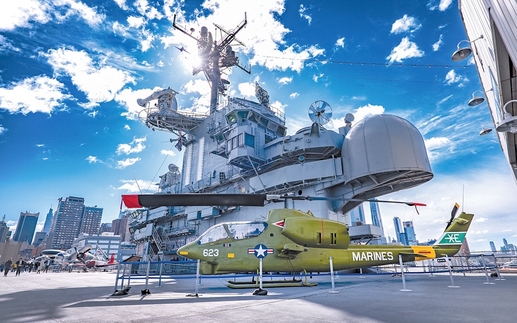 Warplane displayed on the deck of the Intrepid Museum in New York City.