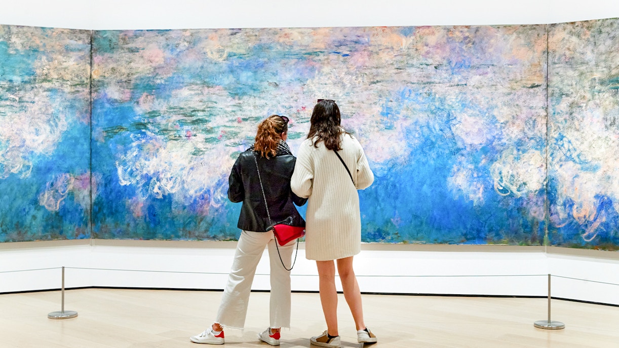 Water Lilies by Claude Monet at The Museum of Modern Art, showcasing vibrant aquatic plants.