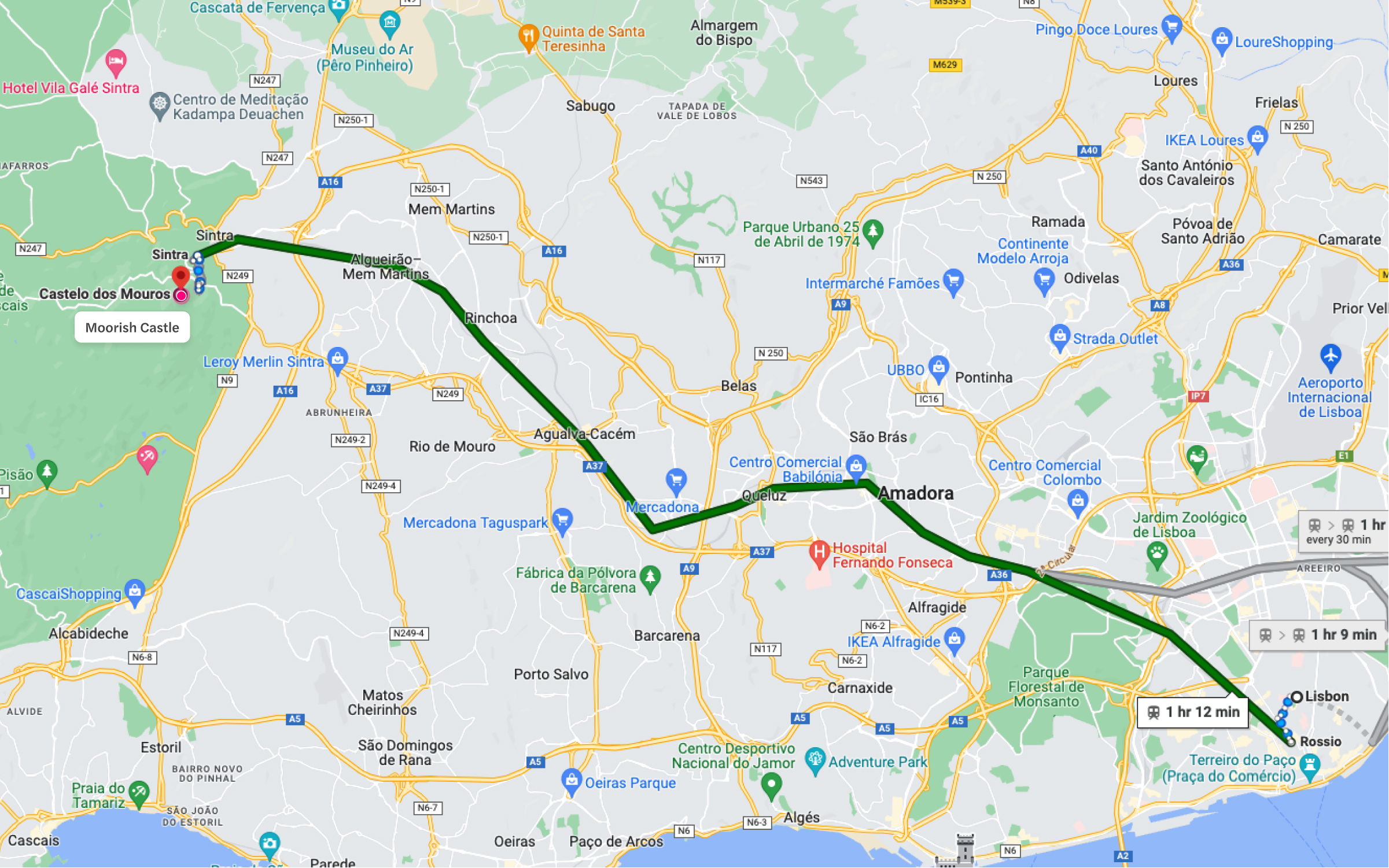 moorish castle - By Train