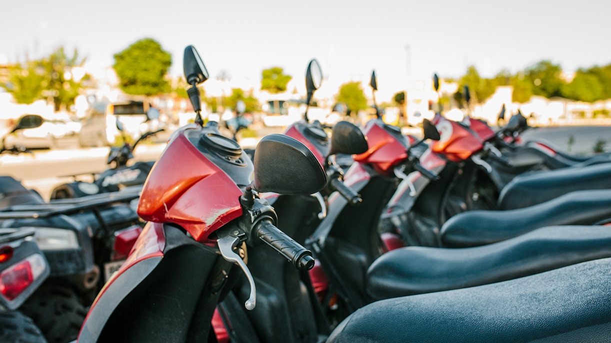 scooters in a parking lot