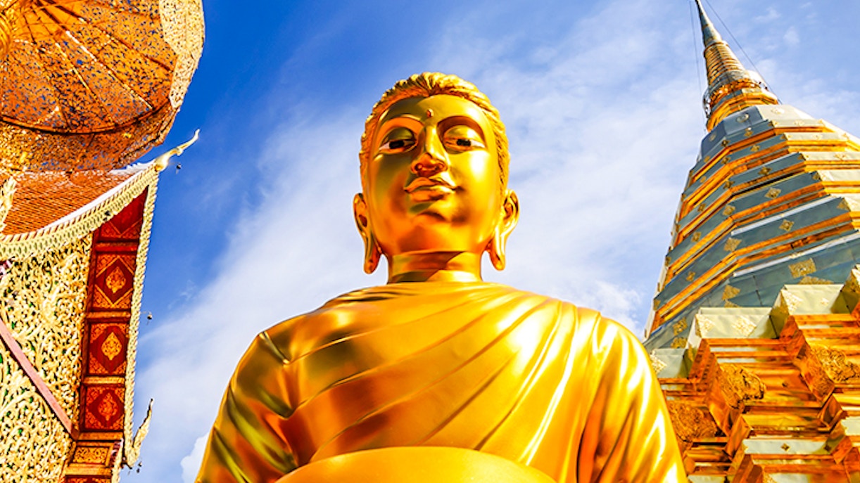 Buddha statue at Wat Phra That Doi Suthep, Chiang Mai, Thailand.