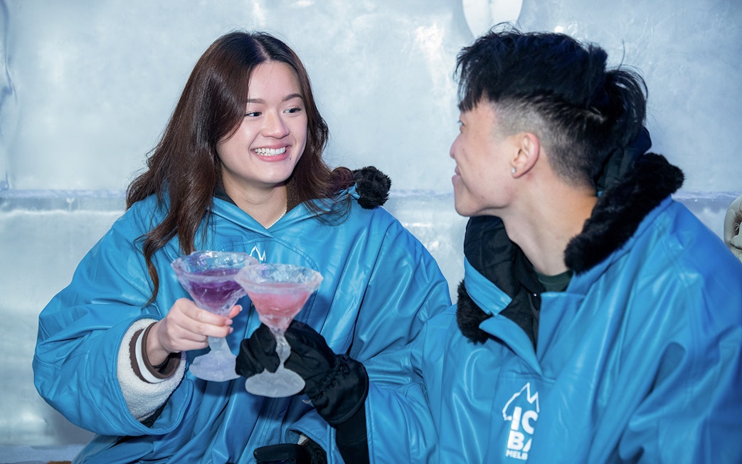 Couple enjoying cocktails at IceBar Surfers Paradise.