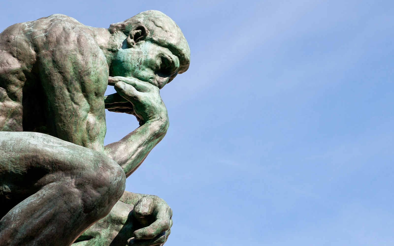 The Thinker sculpture by Rodin at the Rodin Museum, Paris.