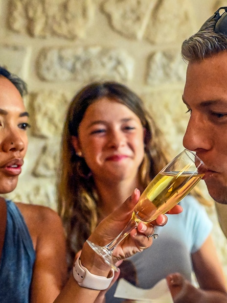 Champagne tasting during a Secret Food Tour in Paris.