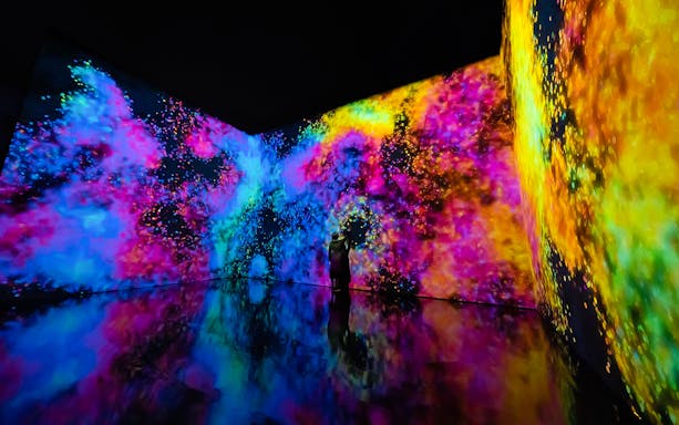 Immersive digital art display at ArtScience Museum, Singapore.