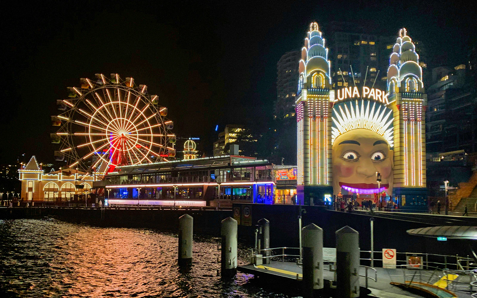 Luna Park in Sydney at night - Sydney Harbour Sightseeing