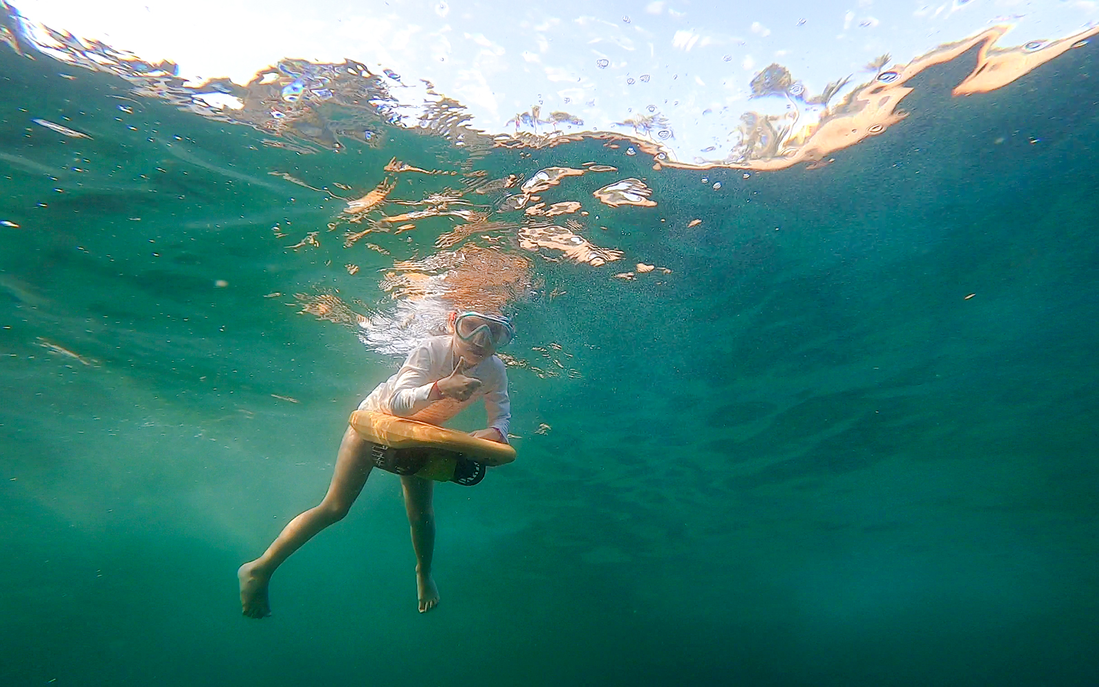Person using underwater scooter in Saint-Jean-Cap-Ferrat, Nice, France.