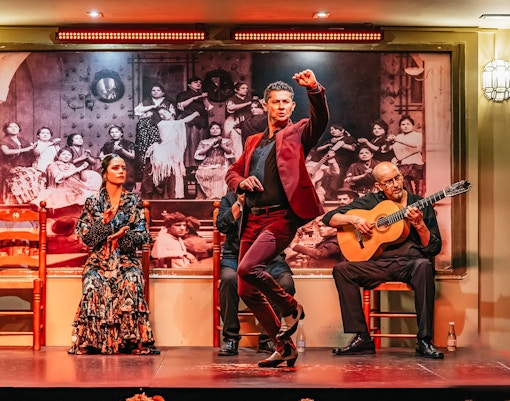 Male flamenco dancer performing at Tablao Flamenco La Cantaro, Seville