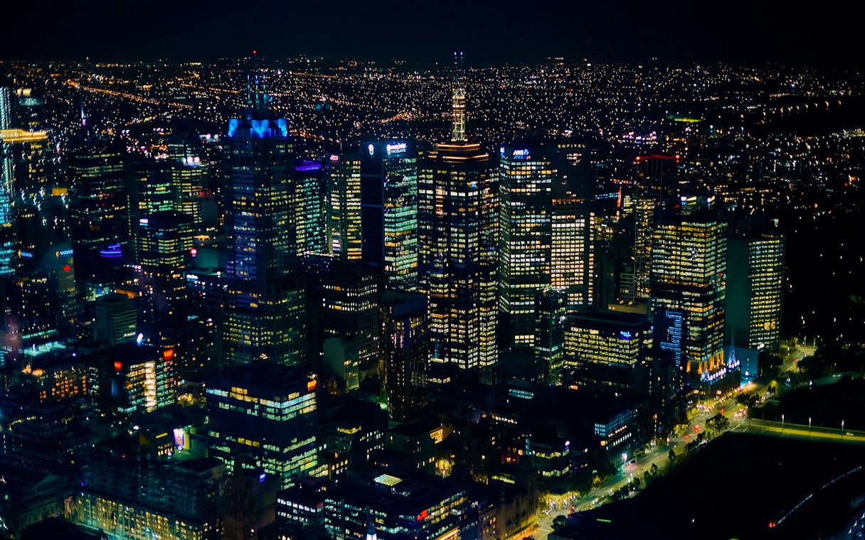 Night view of Melbourne cityscape from Altitude dining experience, Melbourne Skydeck.