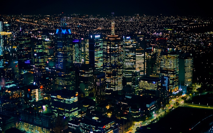 Night view of Melbourne cityscape from Altitude dining experience, Melbourne Skydeck.