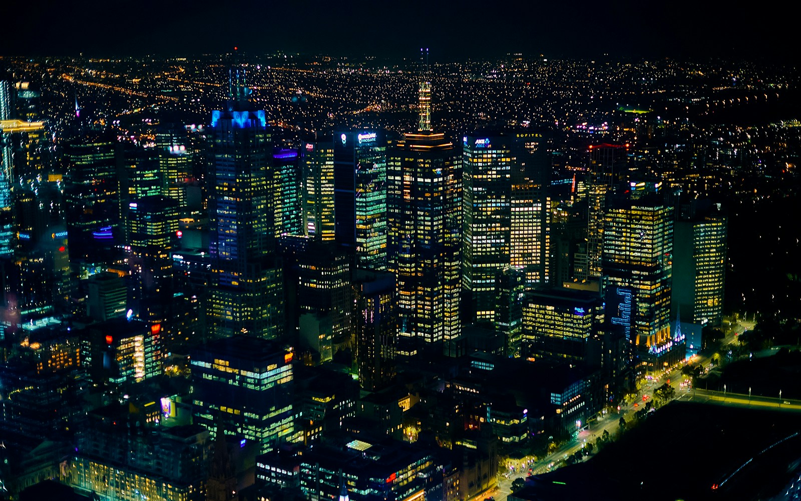 Night view of Melbourne cityscape from Altitude dining experience, Melbourne Skydeck.