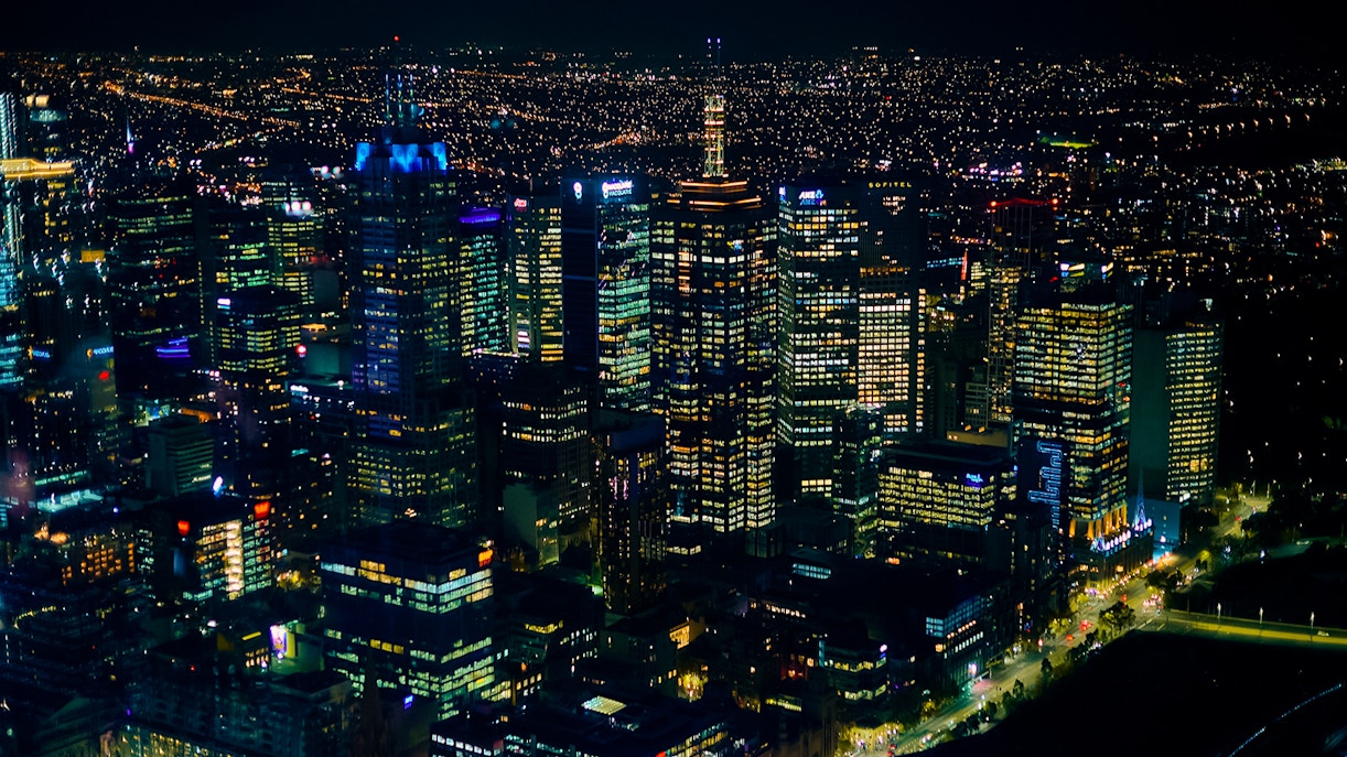 Night view of Melbourne cityscape from Altitude dining experience, Melbourne Skydeck.