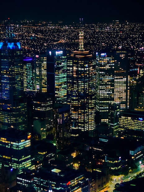 Night view of Melbourne cityscape from Altitude dining experience, Melbourne Skydeck.