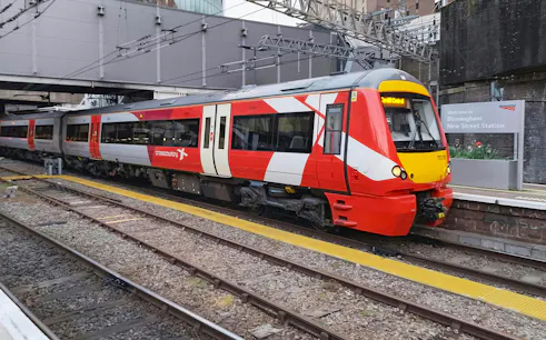 Train at Birmingham New Street Station on the National Rail network in England.