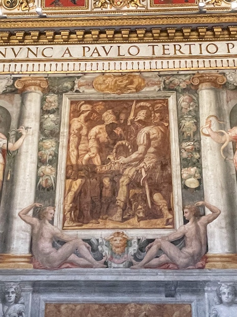 Frescoes depicting historical scenes at Castel Sant'Angelo, Rome.
